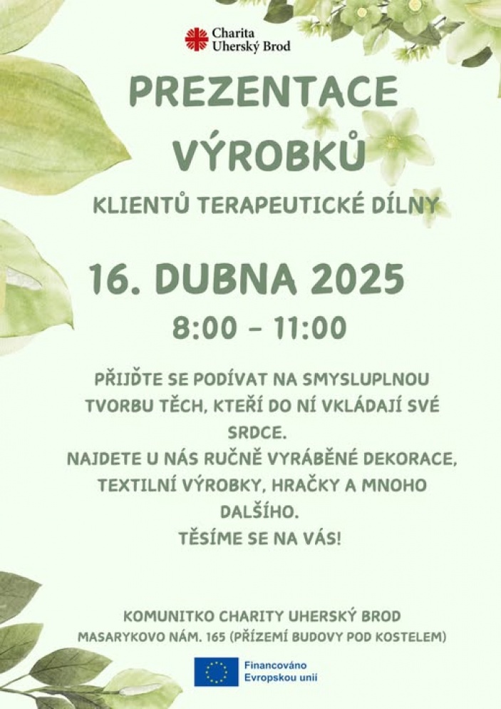 Prezentace výrobků klientů charitní Terapeutické dílny sv. Justiny