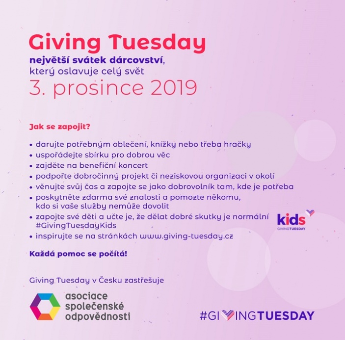 Den dárcovství Giving Tuesday počtvrté v Česku!